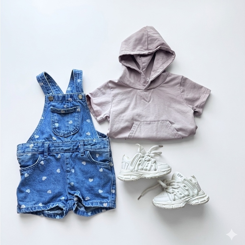 Little Bipsy Blue Heart Overalls (shoes not included)